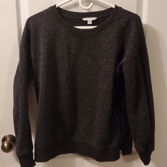 American Eagle Black Glitter Sweatshirt - Picture 1 of 4